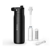 BRITA LARQ iQ gourde filtrante connectée noire 680 ml en inox, appli suivi hydratation, filtre charbon actif + LED UV-C, réduit jusqu’à 99,99% des bactéries, PFAS et micro-impuretés.