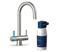 BRITA Robinet de cuisine 3 voies en acier inoxydable rond P1000 Filtre Robinet filtré
