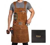 Briteree Tablier de travail du bois pour homme, cadeau pour menuisier, avec 9 poches à outils, tablier de travail en toile cirée durable