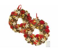 Britesta 2 couronnes de Noël sans fil avec 20 LED - 28 cm