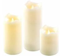 Britesta 3 bougies en cire véritable avec flamme LED