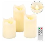 Britesta : 3 bougies télécommandées en cire véritable à luminosité variable et effet flamme G