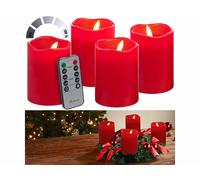 Britesta 4 bougies de l'Avent LED effet flamme télécommandées - coloris rouge