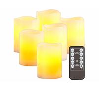 Britesta 6 bougies LED en cire véritable de la même taille avec télécommande