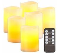 Britesta 6 bougies LED en cire véritable de la même taille avec télécommande