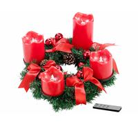 Britesta Couronne de l'Avent avec ornements rouges & 4 bougies à LED