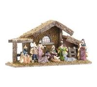 Britesta Crèche de Noël en bois avec figurines en porcelaine peintes à la main - Grande
