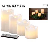 Britesta Set de 4 bougies LED en cire véritable - Blanc avec flamme vacillante