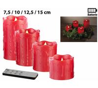 Britesta Set de 4 bougies LED en cire véritable - Rouge
