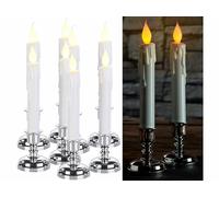 Britesta Set de 8 bougies LED effet flamme vacillante avec chandeliers