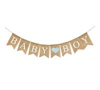 BRITIVIVE Baby Boy Baby Shower Bannière Gender Reveal Décoration de fête pour garçon Vintage Lin Décoration de fête prénatale pour bébé Naissance Weclome