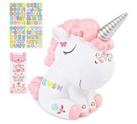 Briuhap Tirelire licorne avec diamant DIY et autocollants alphabet - Tirelire incassable - Cadeau d'anniversaire et de Noël