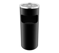 BRIVV Poubelle cylindrique de 15 l avec cendrier et seau intérieur | Poubelle ronde en métal durable, cendrier sur pied en acier inoxydable pour extérieur, capacité 11,4 l, pour cuisine