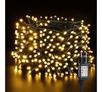 BrizLabs Guirlande Noël Extérieur, 50M 500 LED Lumières de Noël Blanc Chaud Électrique 8 Modes Étanche Guirlande Lumineuse Sapin de noël pour Intérieur Maison Fête Mariage Festival Jardin, Fil Vert