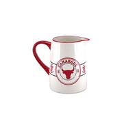 Broc à eau Collection Camargue - En céramique - Blanc et rouge - Hauteur 15 cm x Diamètre 11 cm - Passe au Lave Vaisselle