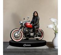 Brocade Cr igurine Moto Personnalisée en Acrylique, Statue Photo Réaliste en Acrylique 2D, Cadre Photo Personnalisé Style Cartoon-Cadeau pour Papa, Maman, Passionnés de Moto, Amis et Famille