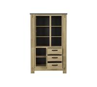 BROCELIANDE Buffet haut 1 porte 3 tiroirs chêne clair 124x50x202 cm