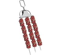 Broche à 3 broches en acier inoxydable, 356 cm - Avec bouton rotatif - Grande broche pour viande et légumes