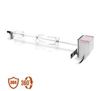 Broche à barbecue Jopassy 117 cm 230 V en acier inoxydable, avec 4 pinces à viande, contrepoids inclus 220 V-240 V Broche électrique Rotisserie Broche à rôtir Camping