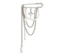 Broche à pampilles avec chaîne et perles d'imitation pour ensembles de mode, accessoire de mode, sac à main, écharpe, cape et métal long, One Size, Comme décrit