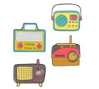 Broche à Vêtements Radio 4Pcs Alliage, Style Simple, Ambiance Noël | Assortiment 4 Pièces, Forme Radio et Phonographe, Alliage, Filles, Banquet, Thème