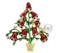 Broche arbre de Noël pour homme et femme - Broche en émail pour fête, 4,2 x 4 cm