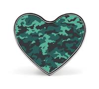 Broche camouflage bleu sarcelle en alliage d'aluminium en forme de cœur mignon badge tendance vêtements cœurs broche exquise broche en métal pour vêtements sacs décoration