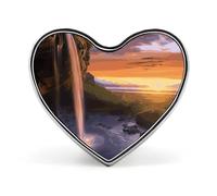 Broche cascade au coucher du soleil en alliage d'aluminium en forme de cœur mignon badge tendance vêtements cœurs broche exquise broche en métal pour vêtements sacs décoration