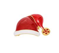 Broche Chapeau de Noël Rouge en Alliage Cristaux, Fête | Décoration Thème Xmas, Facile à Fixer Écharpes et Pulls, pour Soirées Familiales et Invités