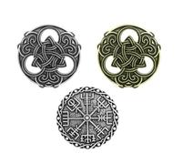 Broche Créative Viking Nœud Ronde 3Pcs Alliage Ambiance Noël | Épingles à Poitrine Décoratives, Style Vintage, pour Chapeau et Châle, Fête Anniversaire Costumes