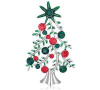 Broche de Noël Arbre Scintillante en Alliage avec Cristaux | Lustre Éclatant, Forme Raffinée et Élégante, Facile à Garder Transporter, Ne Se Décolore Pas
