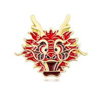 Broche élégante en forme de dragon avec signe du zodiaque chinois - Épinglettes ethniques - Broche fantaisie pour les fêtes, One Size, Comme décrit