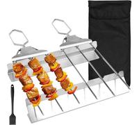 Broche en acier inoxydable pour barbecue à trois niveaux - Kit kebab - Accessoires pour barbecue