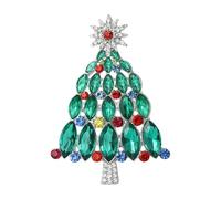 Broche en pierre pour arbre de Noël, avec détails à facettes, ton | Corps en alliage avec cadre argenté et détail d ' étoile pour les vêtements saisonniers, accessoires pour événements,