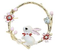 Broche Lapin Couronne en Métal Style Japonerie pour Femme