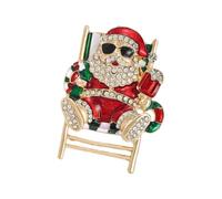 Broche Père Noël avec détails accrocheurs - Doré - Alliage de zinc - Accessoire de Noël pour pulls, manteaux, écharpes, chapeaux et sacs