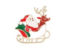 Broche Père Noël en métal avec revêtement résistant au ternissement, parfaite pour les tenues festives et les décorations de fête