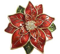 Broche poinsettia de noël rouge broche fleur de poinsettia rouge strass broche de noël épinglettes bijoux pour femmes filles cadeau
