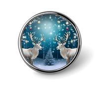 Broche ronde de Noël avec renne enneigé, insigne, épingle à cravate pour femmes et hommes, employés de bureau, enseignants, d