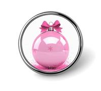 Broche ronde en métal pour homme et femme, motif boule de Noël rose, 2,5 cm pour femmes, hommes et femmes, broche ronde décorative en métal pour vêtements, sacs à dos et chapeaux