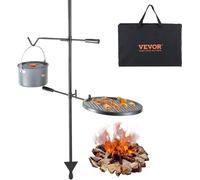 Broche tournante Barbecue pivotant en acier 360 x 360 mm, Barbecue au charbon de bois Double couche Grille de cuisson Support de gril 6 kg Capacité de charge 300 ℃ Autonome Barbecue à broche BBQ Barbe