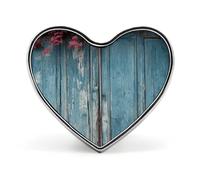 Broche vintage en bois bleu en alliage d'aluminium en forme de cœur mignon badge tendance vêtements cœurs broche exquise broche en métal pour vêtements sacs décoration
