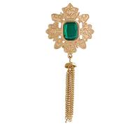Broche vintage en strass pour homme et femme Plaqué or Pompon Baroque Cristal Vert Rectangulaire Broche de Revers Art Déco Style Bohême Accessoires de costume de Noël Vacances Bijoux de fête