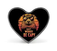 Broches en métal « Capybara, ne t'inquiète pas, sois Capy » en forme de cœur | Pins pour chemise, sac à dos, veste, chapeau, manteau, sac, vêtements, bijoux, accessoires, cadeaux pour femmes et hommes