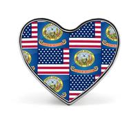 Broches en métal représentant les drapeaux des États-Unis et de l'Idaho, en forme de cœur | Pins pour chemise, sac à dos, veste, chapeau, manteau, sac, vêtements, bijoux, accessoires, cadeaux pour fem