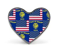 Broches en métal représentant les drapeaux des États-Unis et de l'Oregon | Broches en forme de cœur pour chemise, sac à dos, veste, chapeau, manteau, sac, vêtements, bijoux et accessoires | Cadeaux po