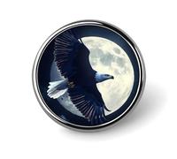 Broches métalliques Aigle Volant sur la Lune, 2,5 cm de diamètre | Broches pour chemise, sac à dos, veste, chapeau, manteau, sac, vêtements, bijoux, accessoires, cadeaux pour femmes et hommes