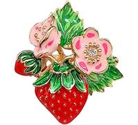Broches rouges à la fraise pour femme broche à fleurs avec strass style fruits mignons pour mariage, fête, bureau, vêtements décontractés, durabilité et mode