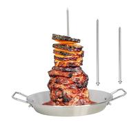 Brochettes de Viande Verticales - Generic - Argenté - Acier Inoxydable - Support Amovible - Pour Saucisses, Shawarma, Churrasco Brésilien - Vis Vertes