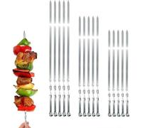 Brochettes en acier gris pour viande et légumes - 20 pièces/50 cm - Tiges extra-résistantes de 2 mm - Brochettes shashlik - Kebab - 40/50/60 L cm